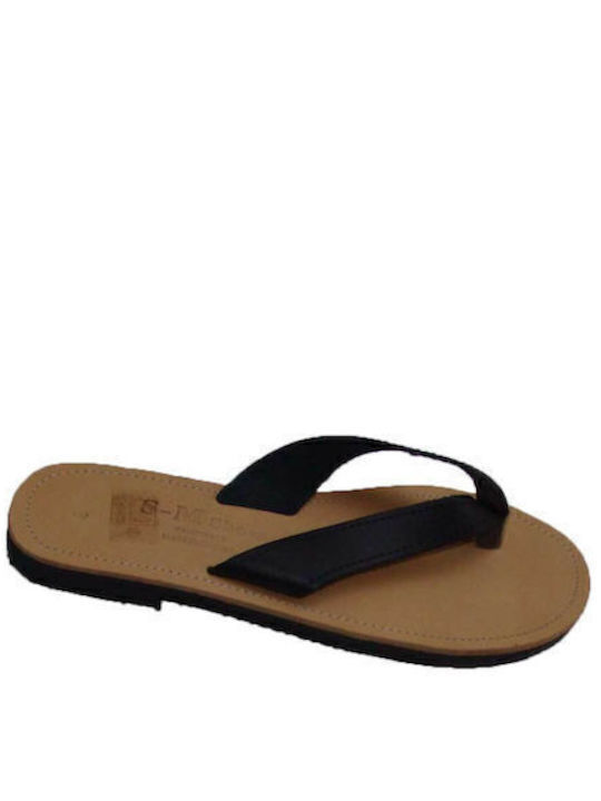 Leather Women's Flat Sandals in Black Color