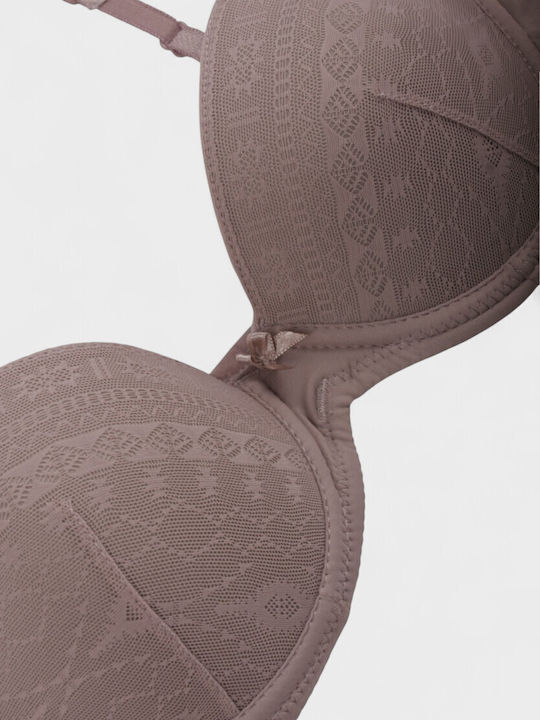 Norddiva Lace Underwear Set with Bra & Brazil Pink