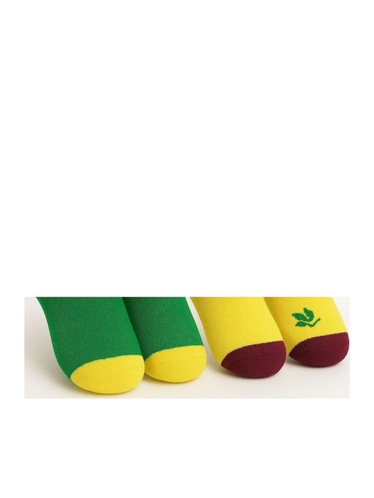 Beboulino Παιδικές Κάλτσες Pig Yellow Green 2 Ζευγάρια