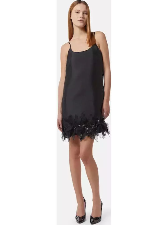 Summer Mini Evening Satin Black Dress