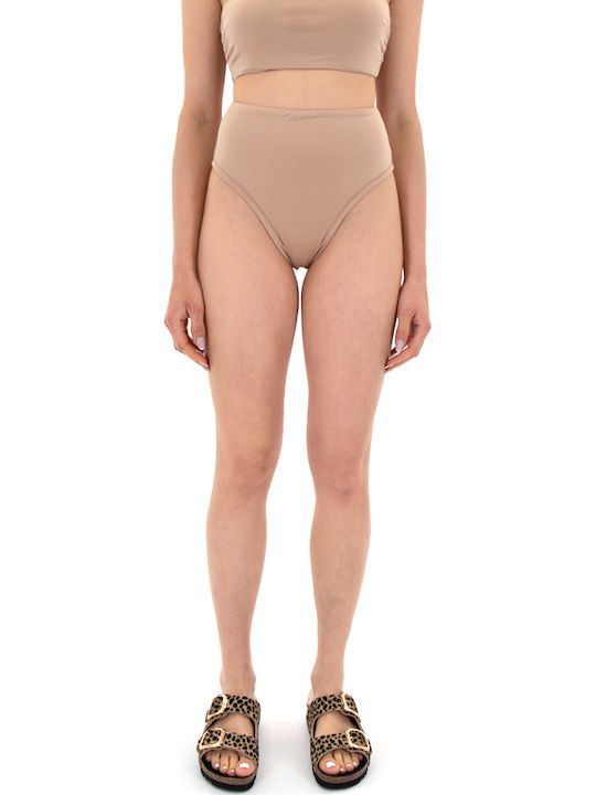 Bikini Slip Hohe Taille Beige
