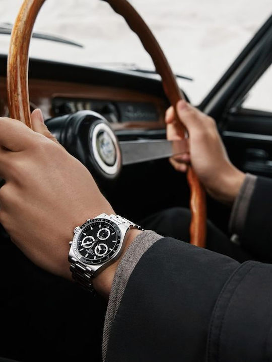 Tissot Ανδρικό Ρολόι 40mm Χρονογράφος Μπαταρίας με Ασημί Μεταλλικό Μπρασελέ