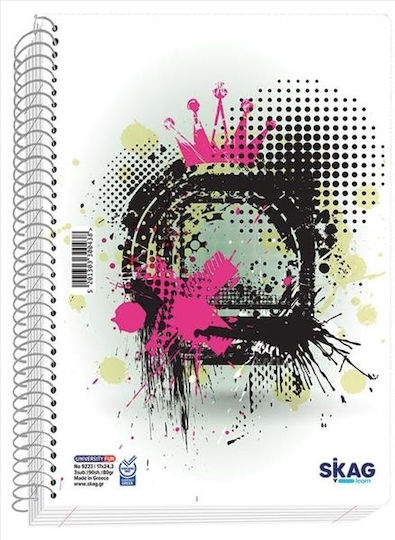 Skag Spiral Notebook Ruled A4 3 Subjects University Fun Urban 1pcs