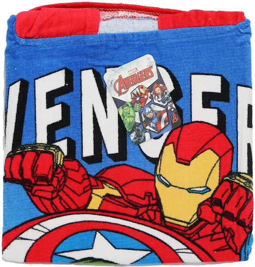 Marvel Avengers Παιδικό Βαμβακερό Πόντσο Θαλάσσης 55x110εκ Ye18250 Μπλε
