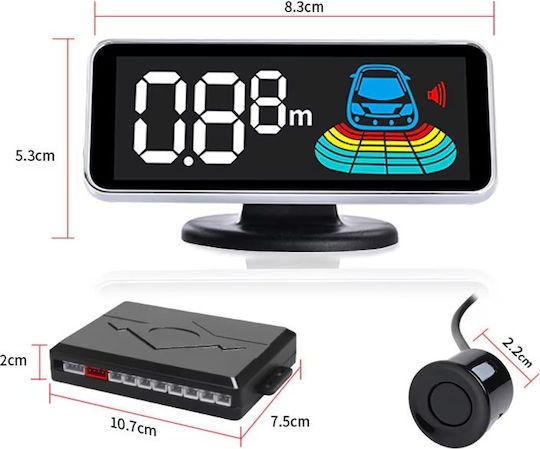 Sistem de Parcare Auto Electro AG cu Ecran / Buzzer și 8 Senzori 22mm în Culoare Roșu