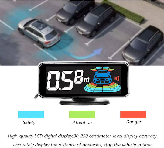 Sistem de Parcare Auto Electro AG cu Ecran / Buzzer și 8 Senzori 22mm în Culoare Roșu