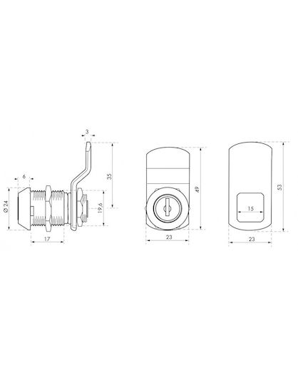 Mailbox Lock F19.6 X 19 mm 2 Latches 2 Keys Thirard 00917932