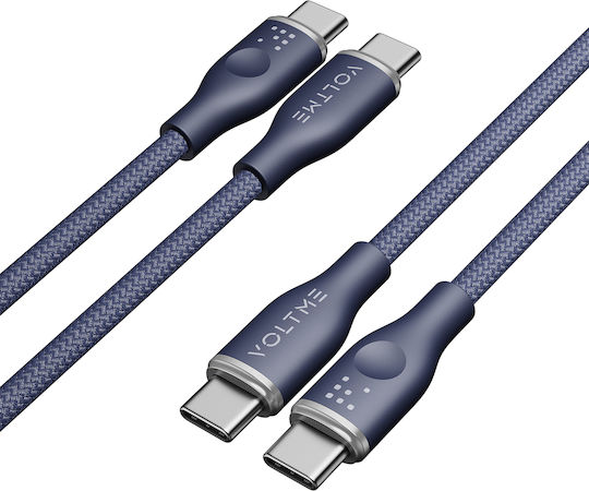 Voltme Braided USB 2.0 Cable USB-C male - USB-C 100W PD Μπλε 1m C2050