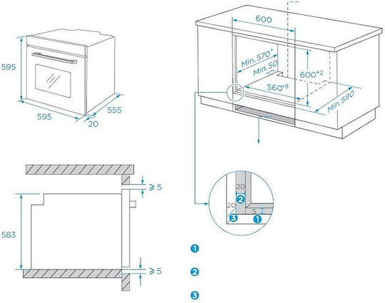 Finlux Cuptor Deasupra Blatului 70lt L59.5cm.