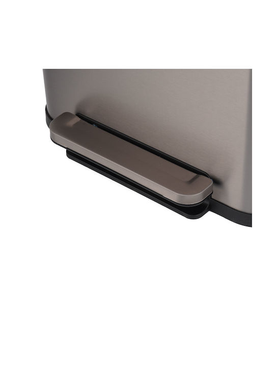 Estia Soft Close Mülleimer aus Inox mit Pedal Silber 70lt