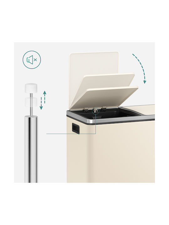Songmics Two-Tone Trash Bin 60L Soft Close Pedal 58.5x36x65cm Ltb060a01