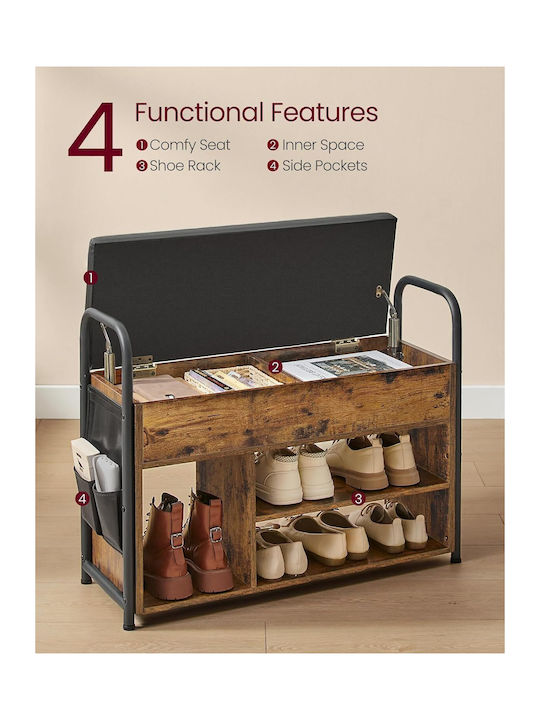 Fabric Shoe Organizer Brown 80.6x30x62.5cm