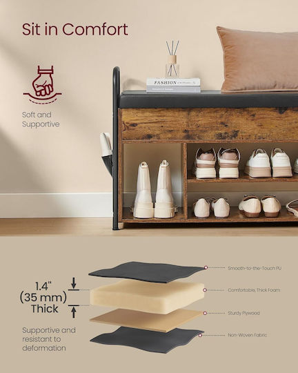 Fabric Shoe Organizer Brown 80.6x30x62.5cm