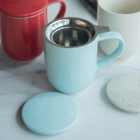 Loveramics Mug Ceramic with Lid Blue 300ml