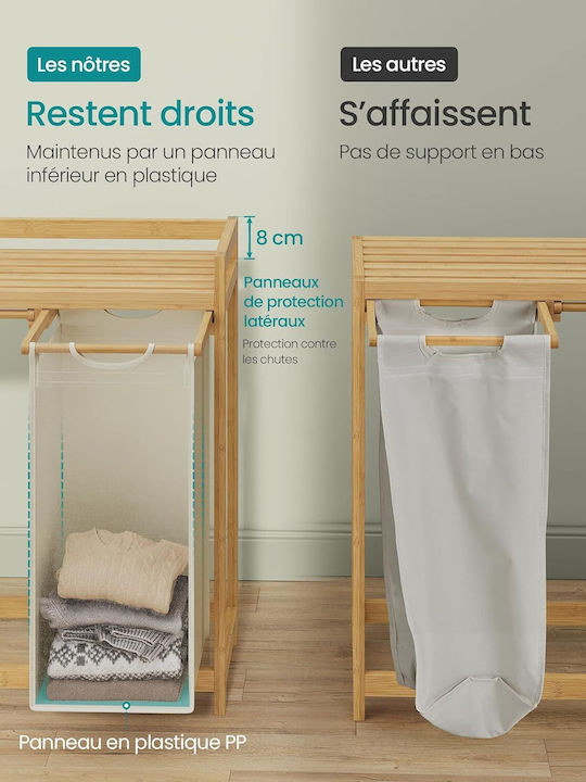 Songmics Σετ Καλάθια Απλύτων Bamboo 100lt με Καπάκι 67x33x78cm Μπεζ