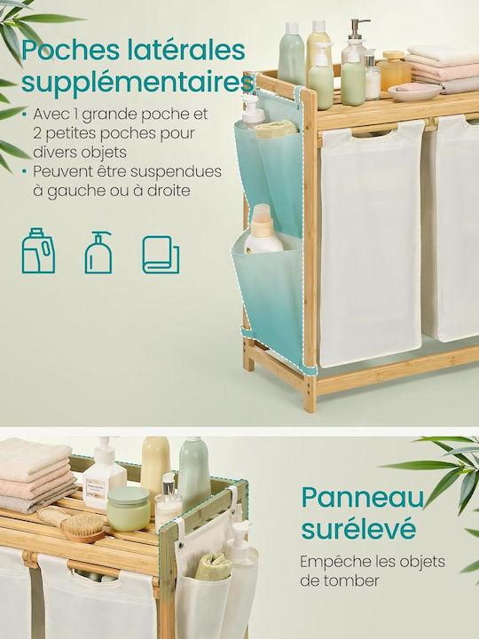 Songmics Σετ Καλάθια Απλύτων Bamboo 100lt με Καπάκι 67x33x78cm Μπεζ