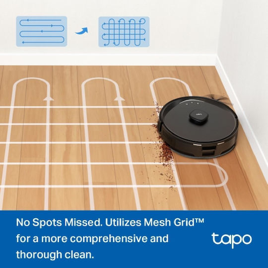 TP-LINK Tapo Rv30 Max Σκούπα Ρομπότ με Χαρτογράφηση Laser & Απορρόφηση 5300Pa Μαύρη
