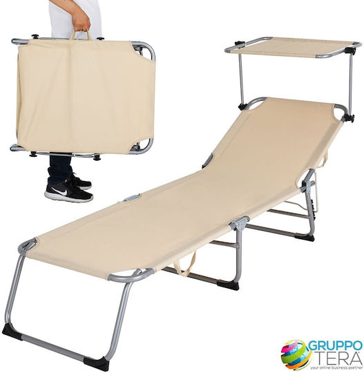 Bakaji Beach Sunbed Grey Foldable Metallic with Shader