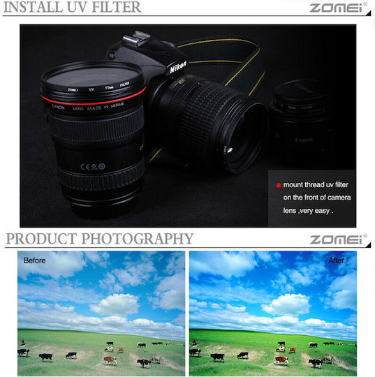 Diat Φίλτρo UV / HD Διαμέτρου 72mm για Φωτογραφικούς Φακούς