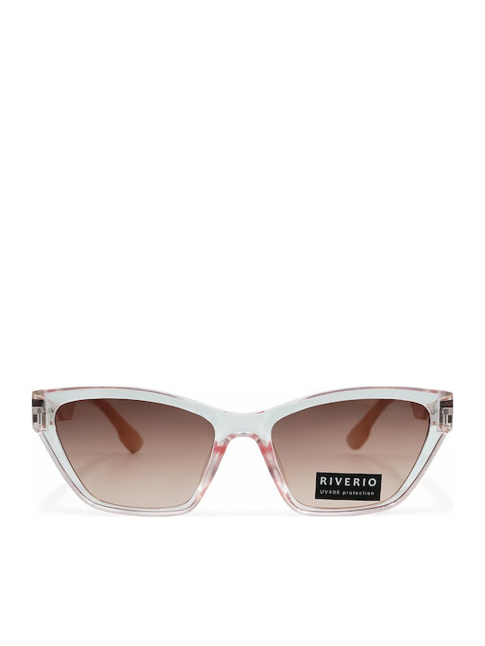 Riverio Women's Sunglasses with Transparent Plastic Frame and Transparent Gradient Lens RVW25055