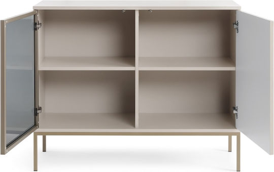 Мебели за съхранение Sento от дърво & стъкло Sand White 104x39x83см