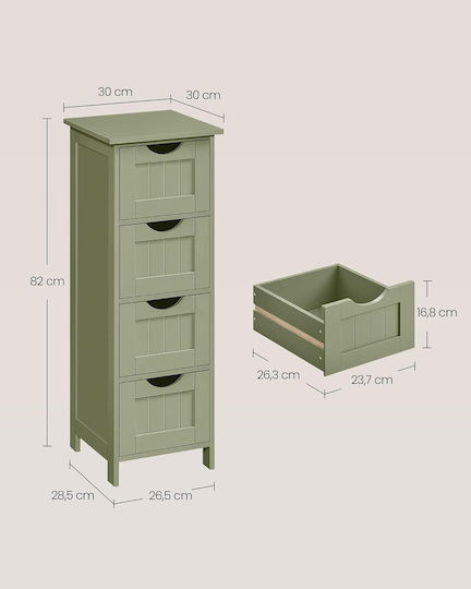 Vasagle Cabinet de baie L30xA30xÎ82cm Verde