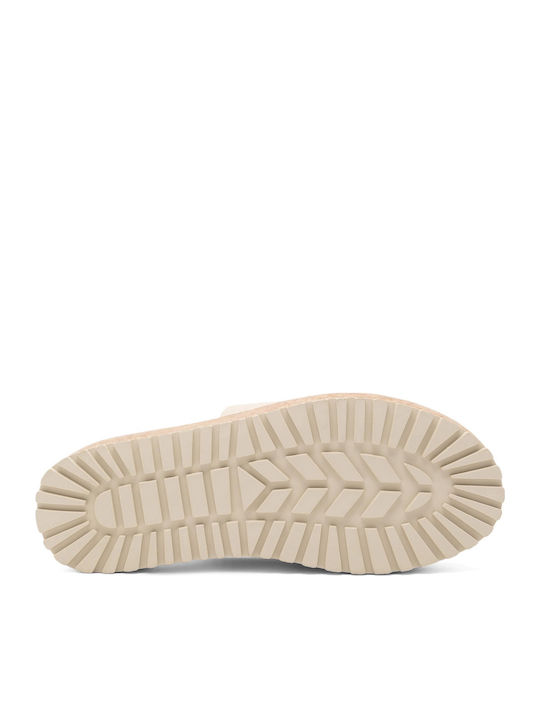 Women's Flat Sandals in Beige Color