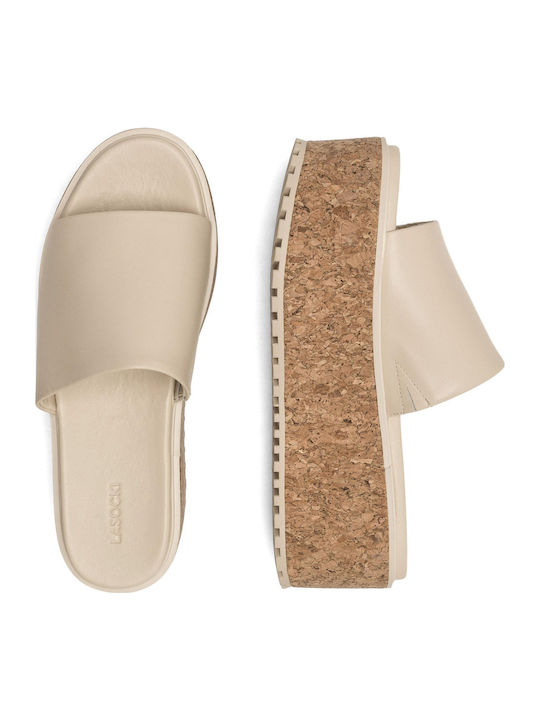 Women's Flat Sandals in Beige Color