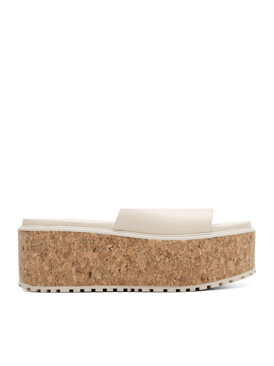 Women's Flat Sandals in Beige Color