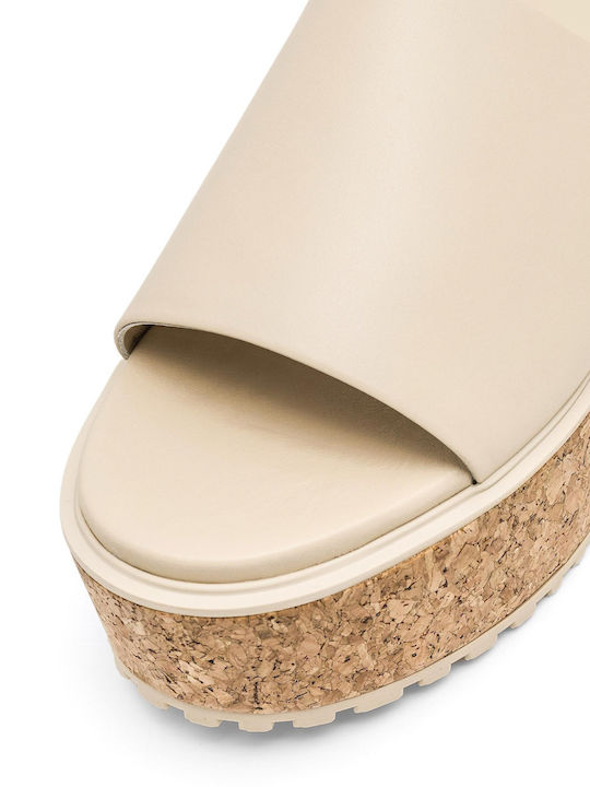Women's Flat Sandals in Beige Color