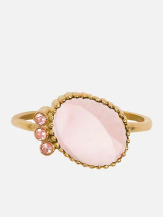 AEC Paris Damen Ring mit Zirkonia aus Stahl Vergoldet