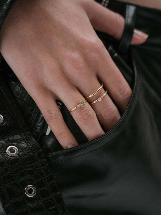 AEC Paris Damen Ring mit Zirkonia aus Stahl Vergoldet