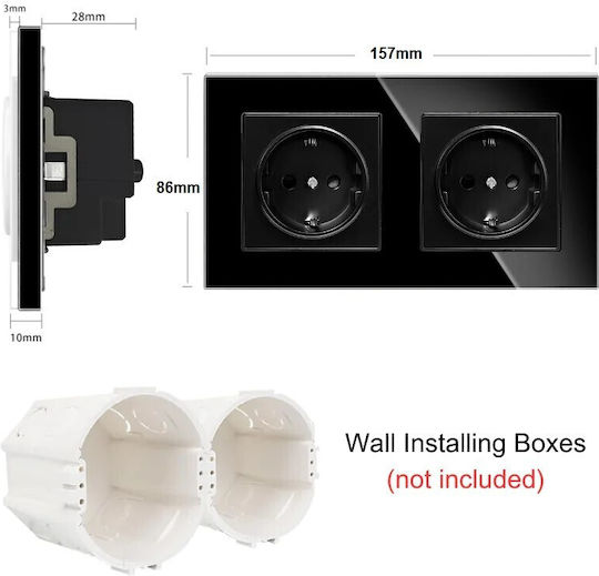 Power Socket Black 1pcs