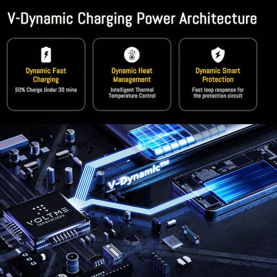 Voltme Φορτιστής Χωρίς Καλώδιο GaN με Θύρα USB-C 30W Power Delivery / Quick Charge 3.0 Μαύρος (Revo)