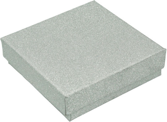 Cutie din hârtie culoare metalică argintie dimensiune 9x9x3cm set de 6 bucăți