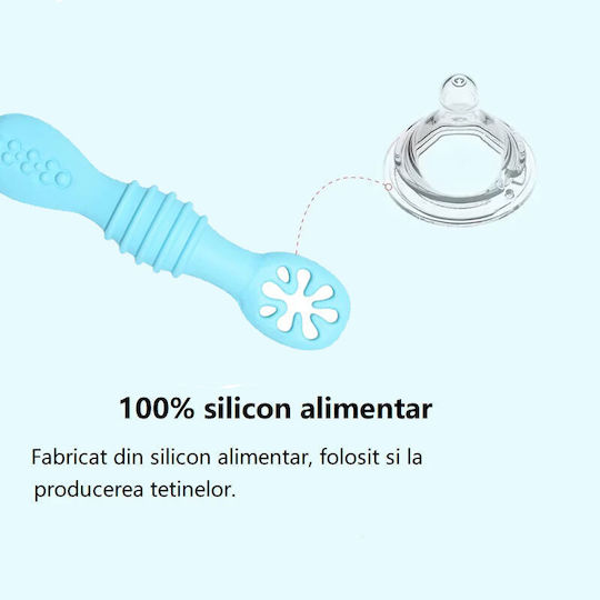 bebeLOGIC Baby Löffel aus Silikon Blau