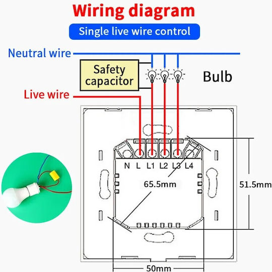 Încastrat Comutator de Perete Wi-Fi Comenzi Auriu
