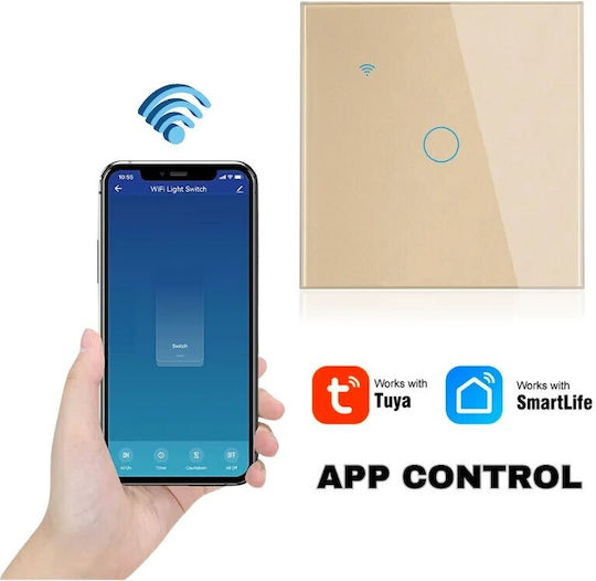 Comutator De Perete Tactil Wi-Fi Comenzi Auriu