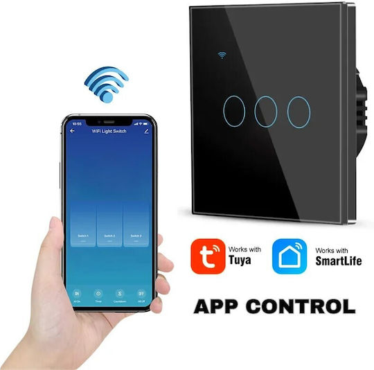 Comutator de Perete Wi-Fi Negru