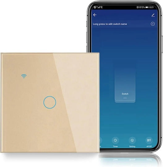 Comutator De Perete Tactil Wi-Fi Comenzi Auriu