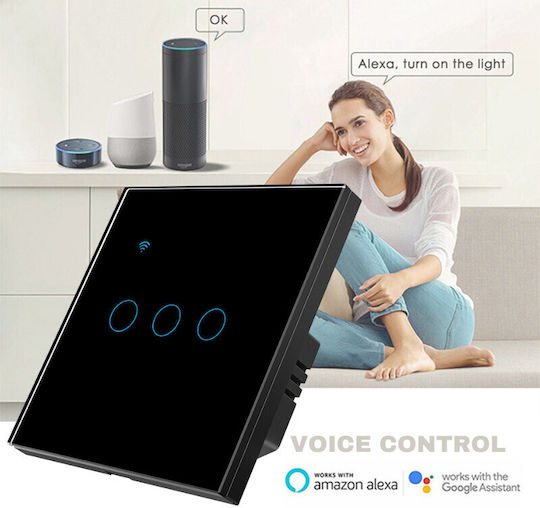 Încastrat Comutator de Perete Wi-Fi Negru