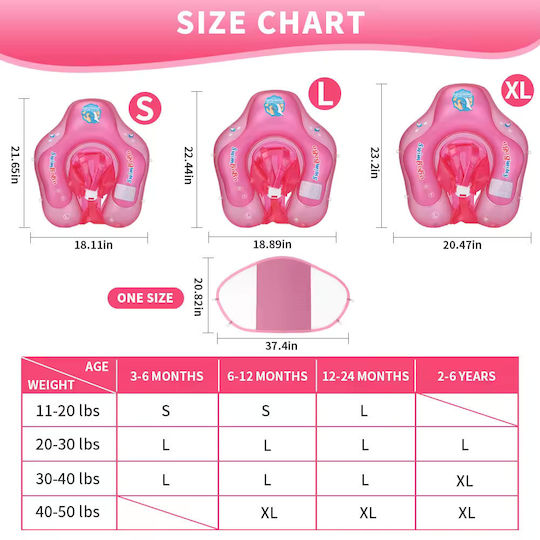 bebeLOGIC Schwimmtrainer Swimtrainer mit Sonnenschutz Rosa