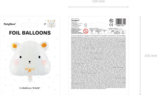Balloon Foil White Bear 45cm