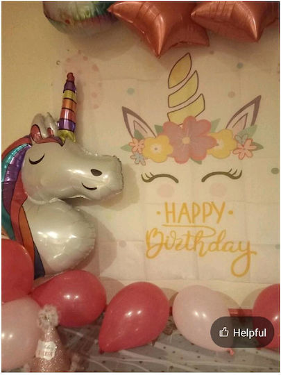 Σετ 5 Μπαλόνια Γενεθλίων Μονόκερος Foil Ροζ Unicorn Stars