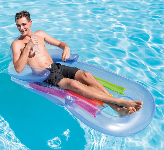 Mattress Sunbathing Swimming Chair 2in1 King Cool 160 X 85cm Intex 58802 Silver
