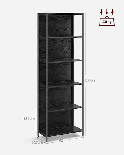 Етажерка с LED Ебъни Черен 60x30.3x178 см