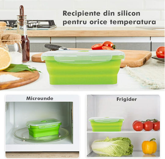 Cutie pentru Mâncare Silicon Verde Potrivit pentru Cuptor cu Microunde 4buc