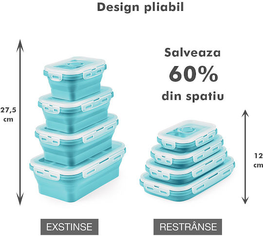 Lunchbox Silikon Turquoise Geeignet für die Mikrowelle 4Stück