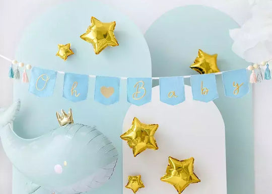Oh Baby Stoffgirlande mit blauen Quasten 2,5 m