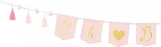 Oh Baby Fabric Garland Pink Soft Tassels 2.5m